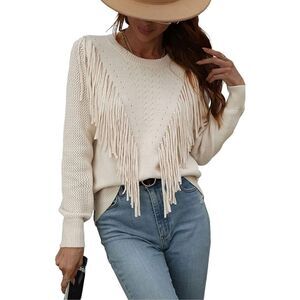 Women’s Casual Crewneck Fringe Sweater